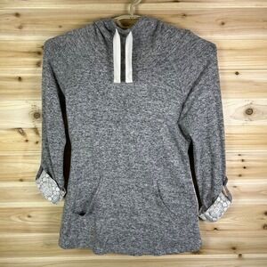 Miss Chievous Sweater Women's Small Long Sleeve Gray Lace Cowl Neck Shirt